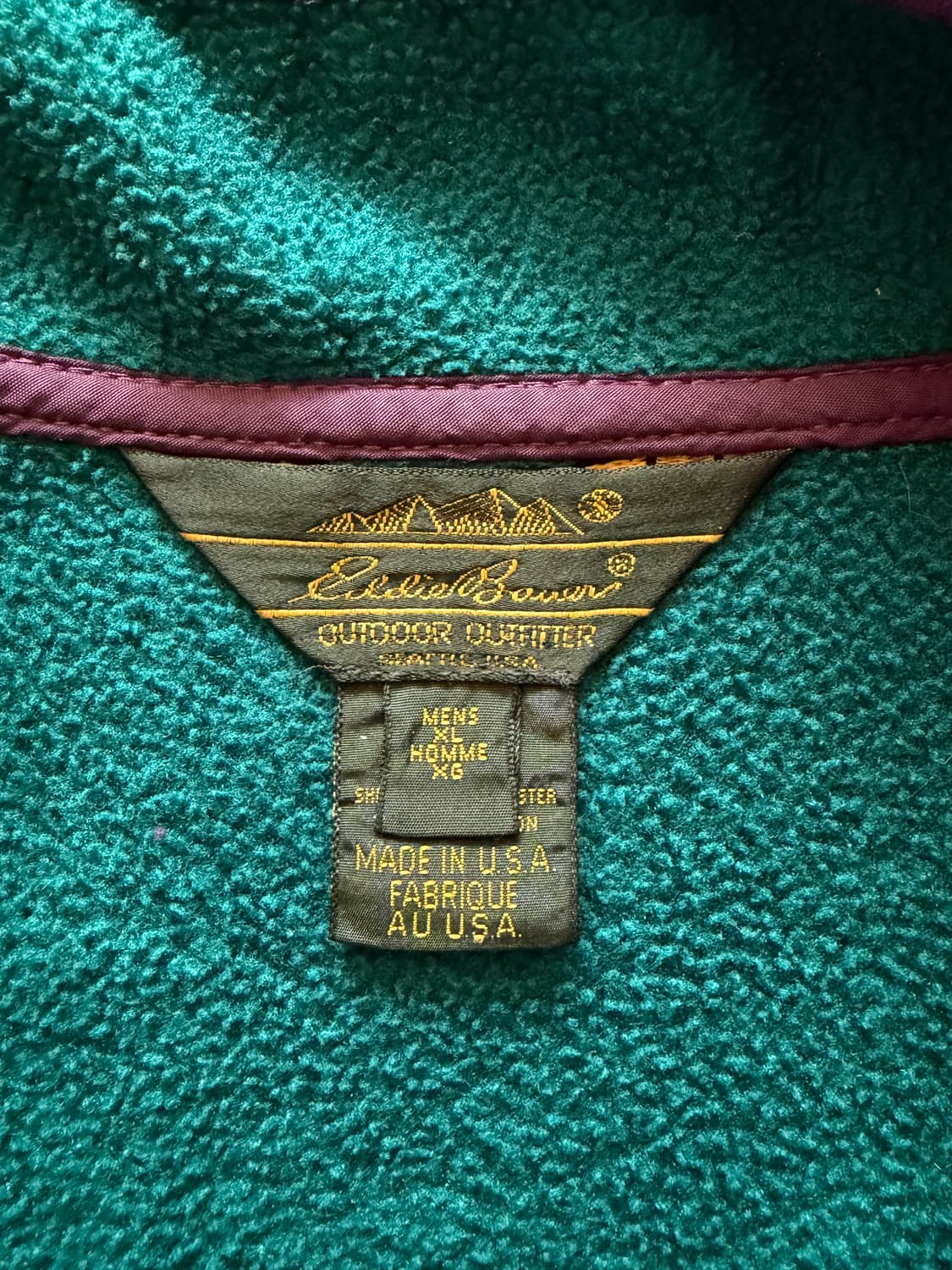 90s 빈티지 에디바우어 폴라텍 쿼터 집업 아쿠아틸 xl us메이드 상품이미지2