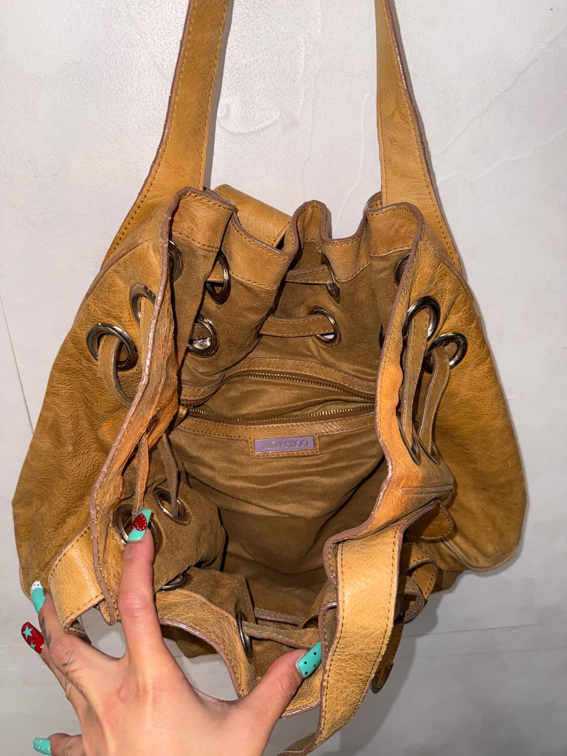 Jimmy Choo camel brown belted ring bag 상품이미지5