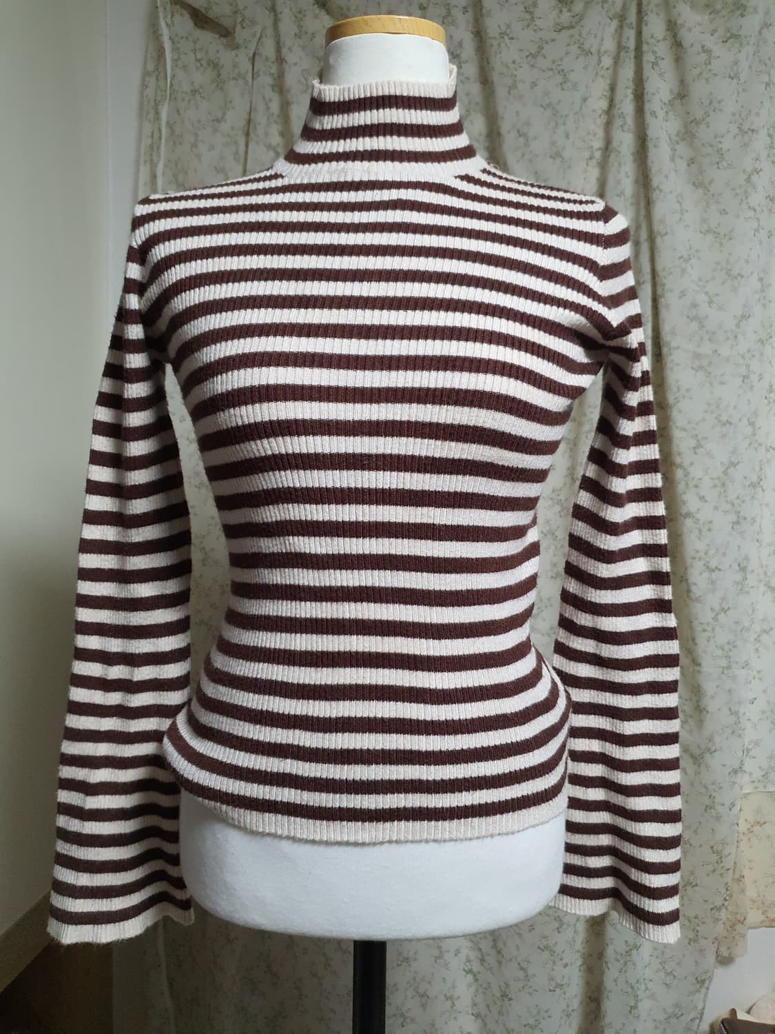 [일본빈티지] 너드모리 골지 스트라이프 목폴라 긴팔 티셔츠 상품이미지1