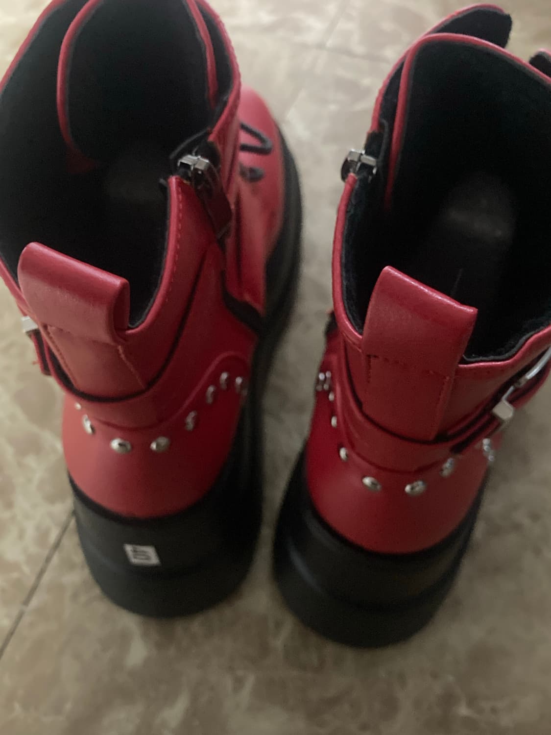 쉬인 레드 통굽 워커 부츠 40 상품이미지3