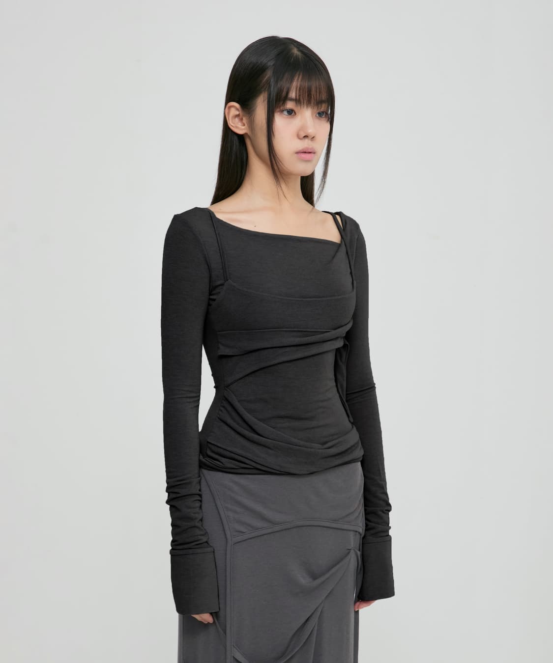 플레어업 레이어드 롱슬리브 블랙 상품이미지2