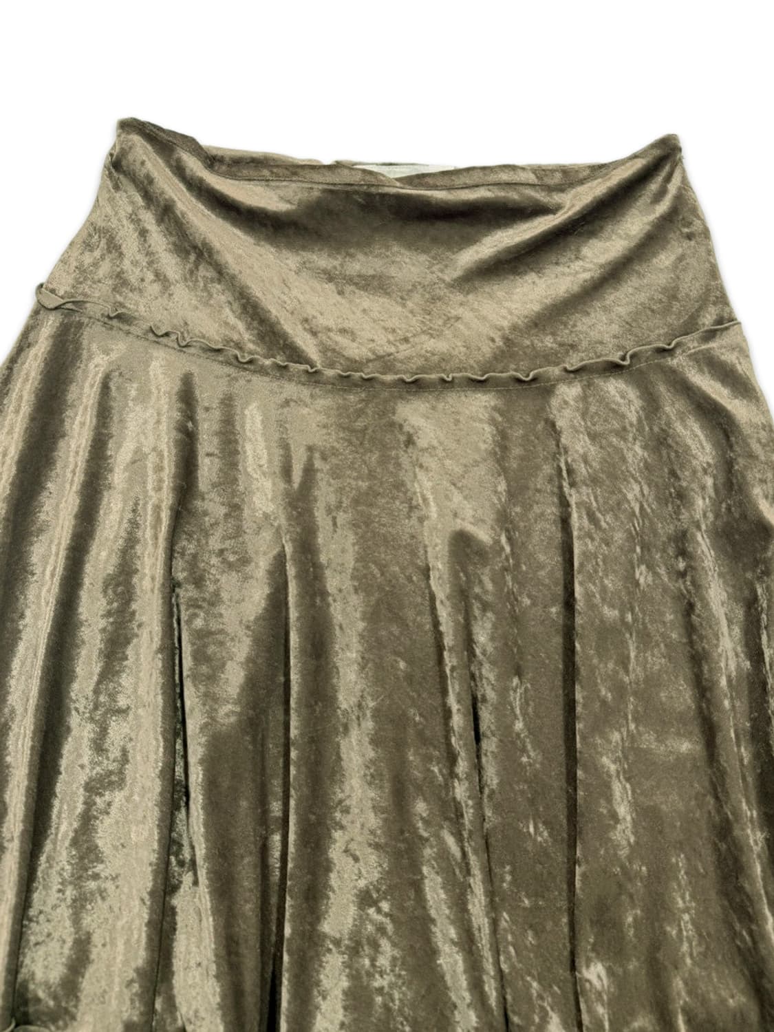 빈티지 Brahmin 카키 벨벳 레이스 프릴 미디 스커트 상품이미지3
