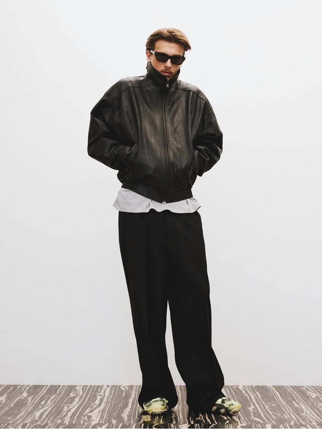 렉토 빈티지 크랙 이펙트 하이넥 레더 가죽 점퍼 L 로 XL 교환 구함 상품이미지2