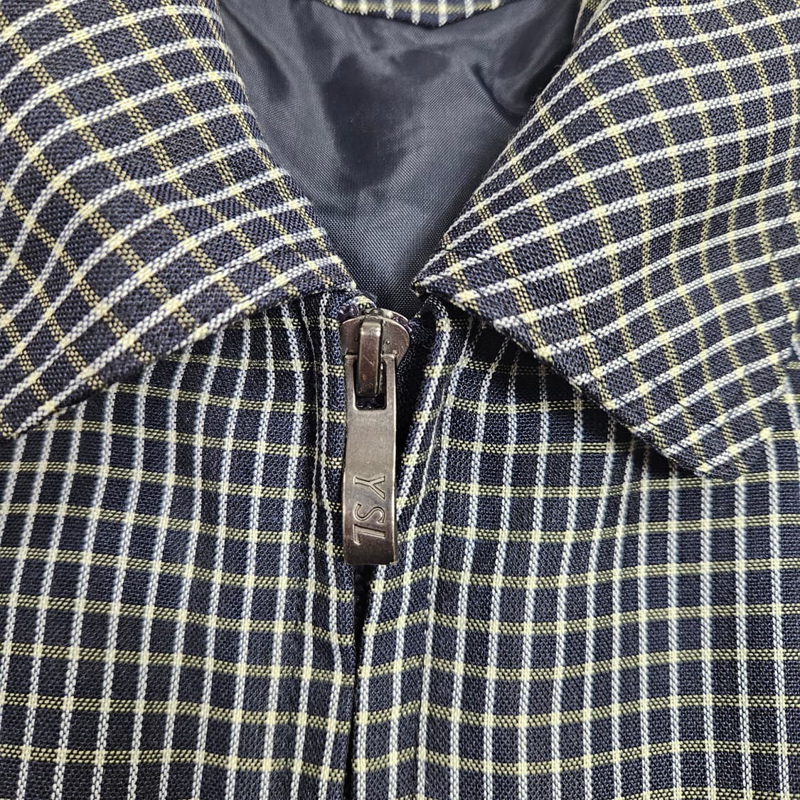 90s 입생로랑 체크 블루종 상품이미지4