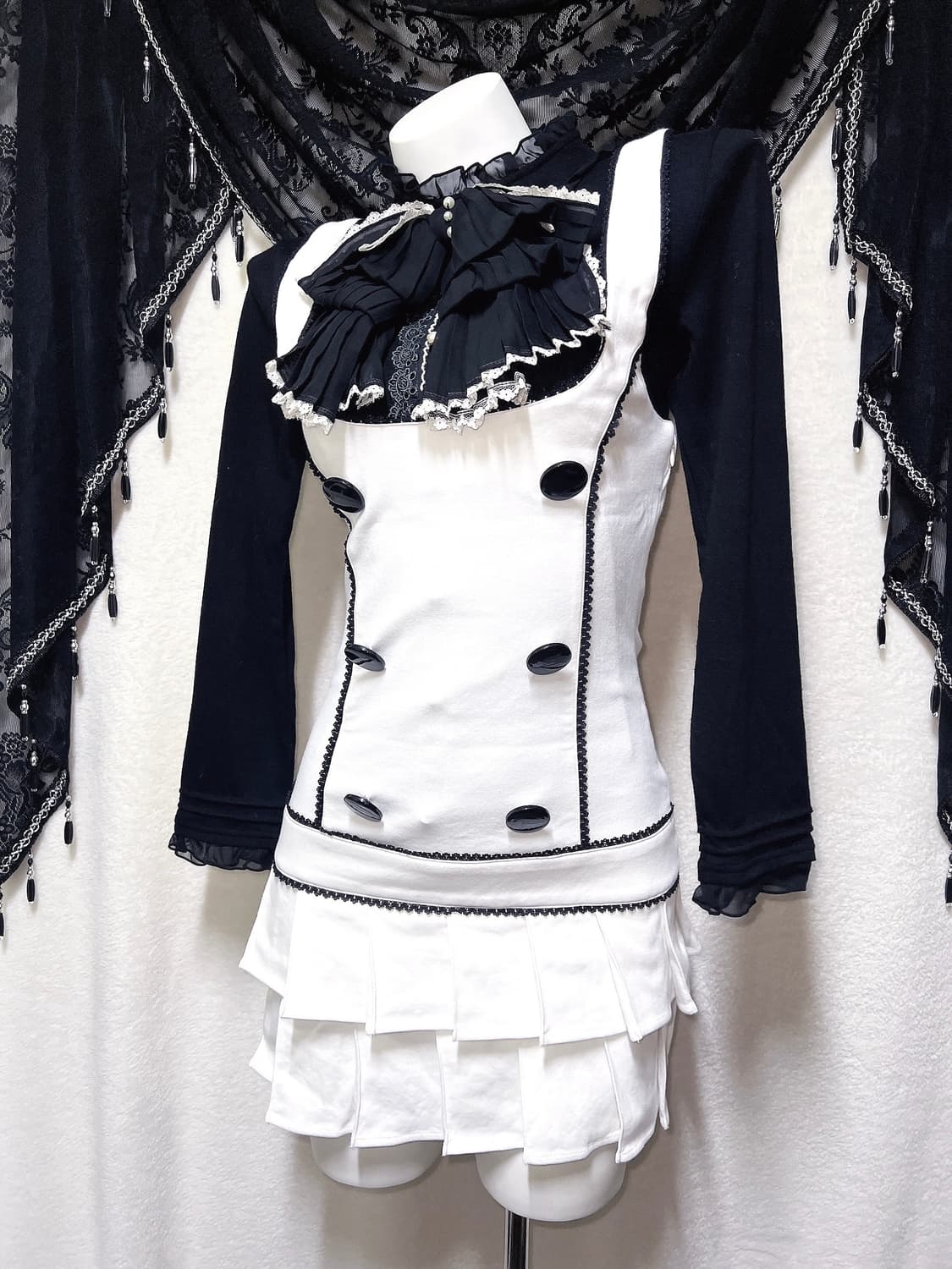 트랄라라 플리츠 멜빵 스커트 탑원피스 로맨틱갸루 로걀 키치 펑크 히메 상품이미지4