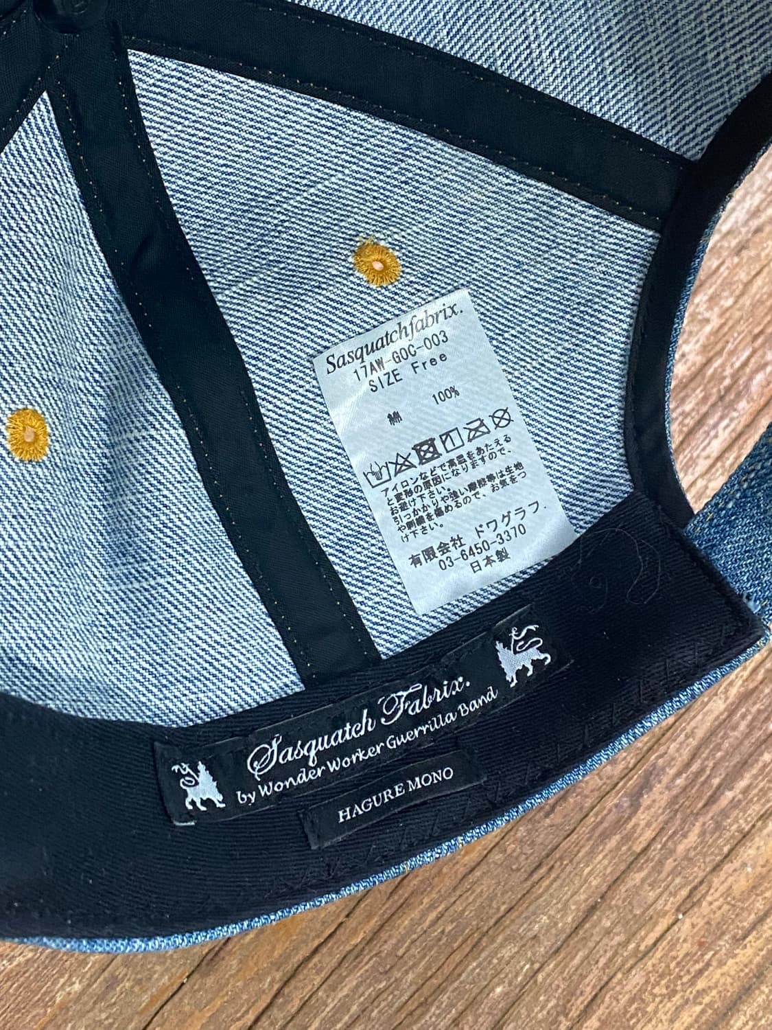 사스콰치패브릭스 6패널 데님캡 상품이미지4