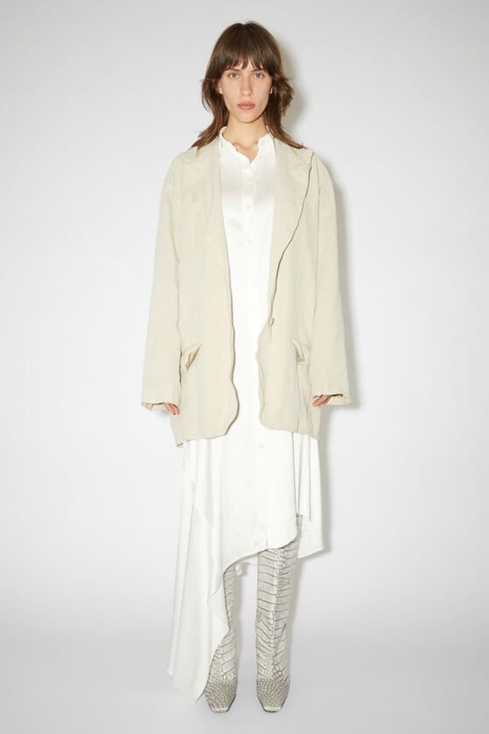 (정품/새상품) 아크네 스튜디오 여성 라이트샌드 면마 혼방 자켓  상품이미지4