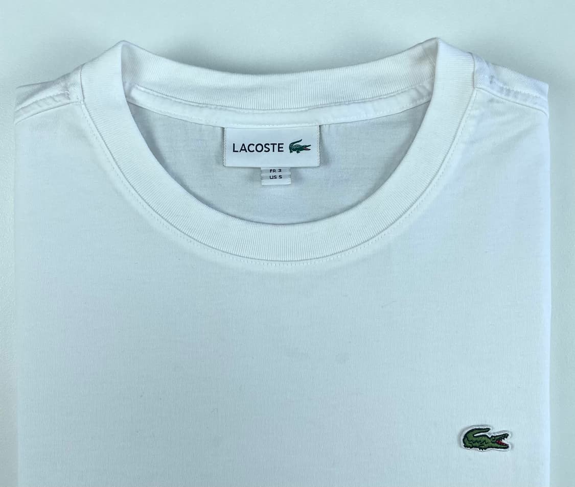 라코스테 화이트 라운드 반팔 티셔츠 S 상품이미지6
