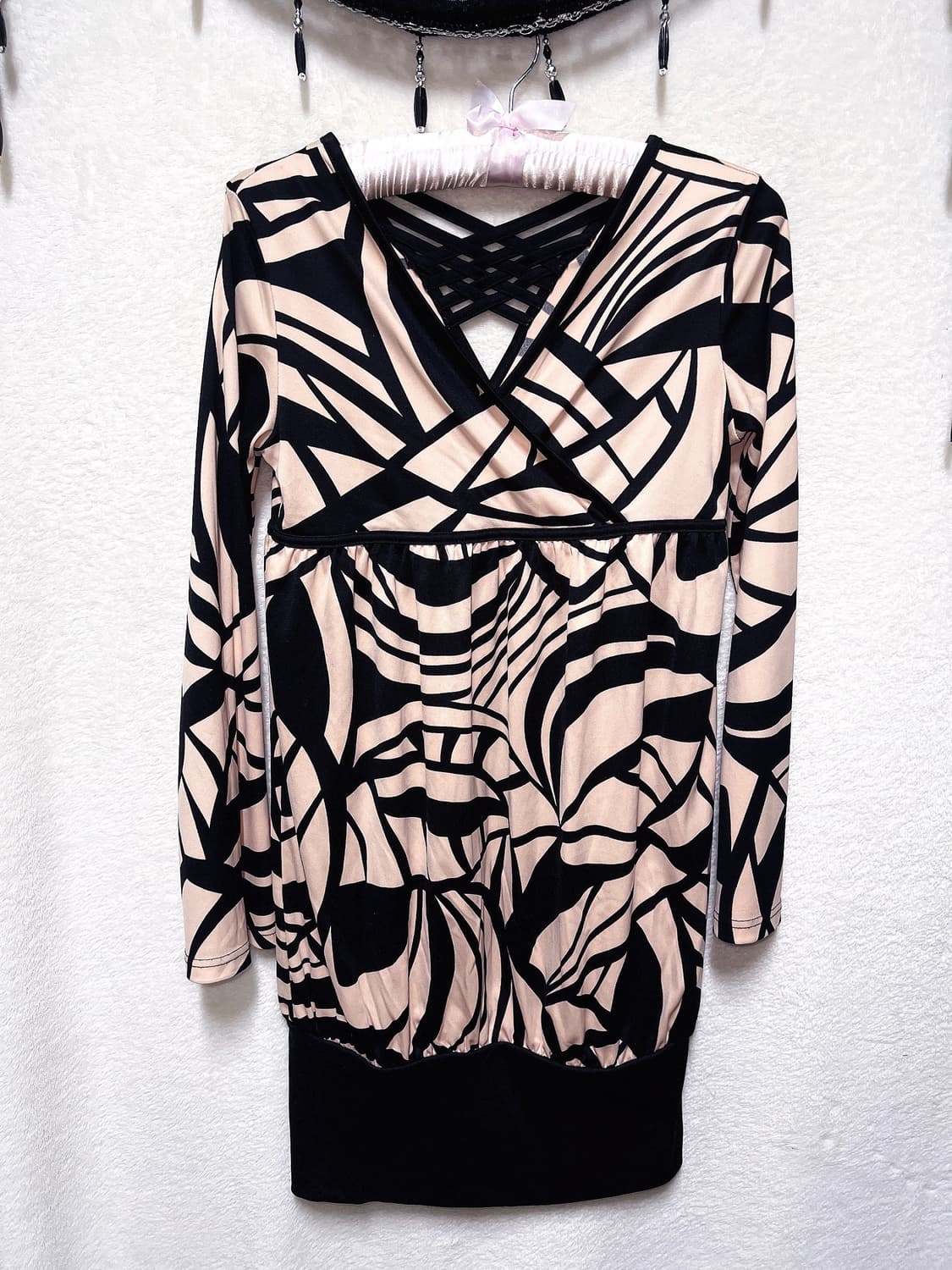 오네갸루 히메 로맨틱 로걀 기하학패턴 트임 아게하 벌룬원피스 섹시블라우스 상품이미지8