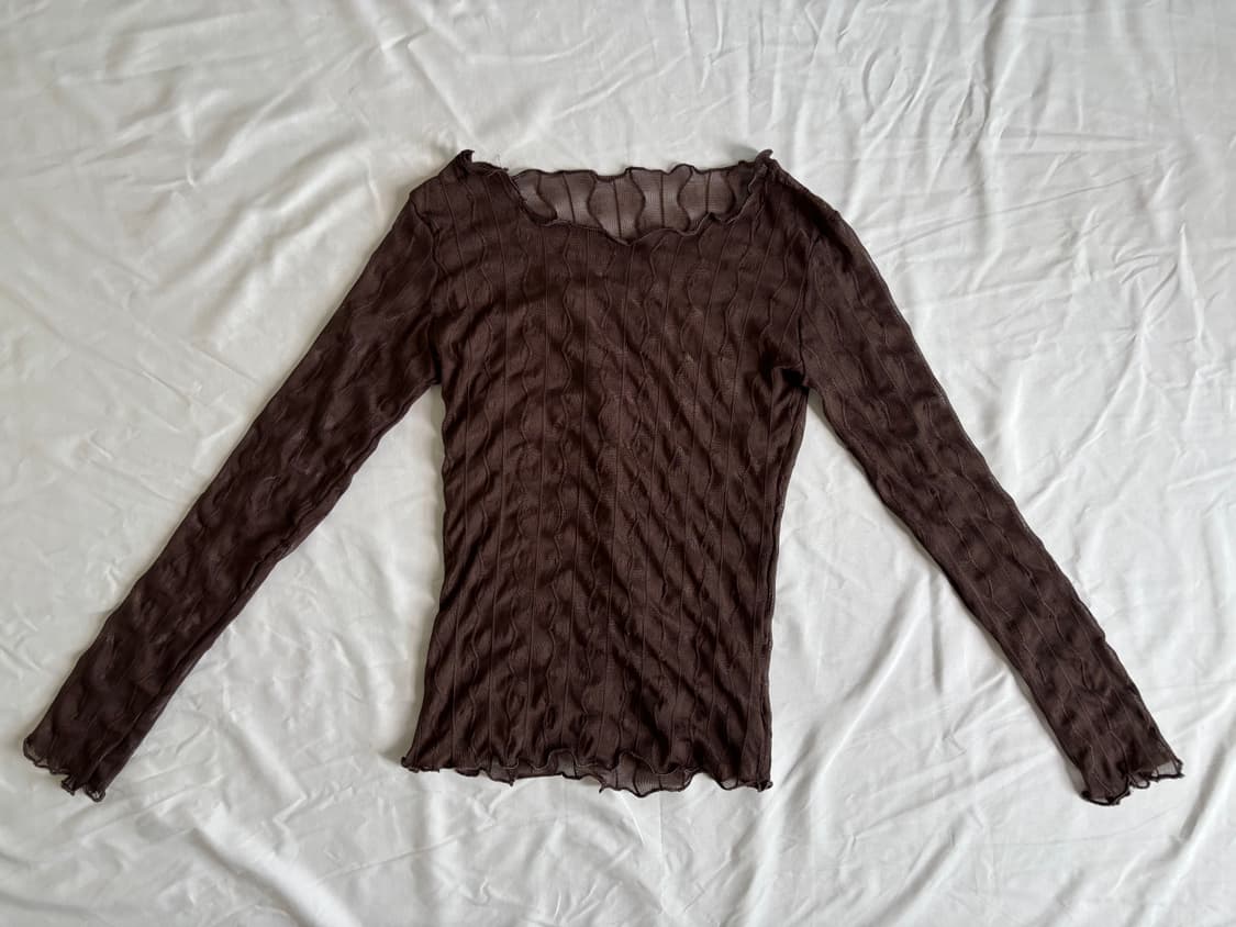 Brown mesh top 상품이미지1
