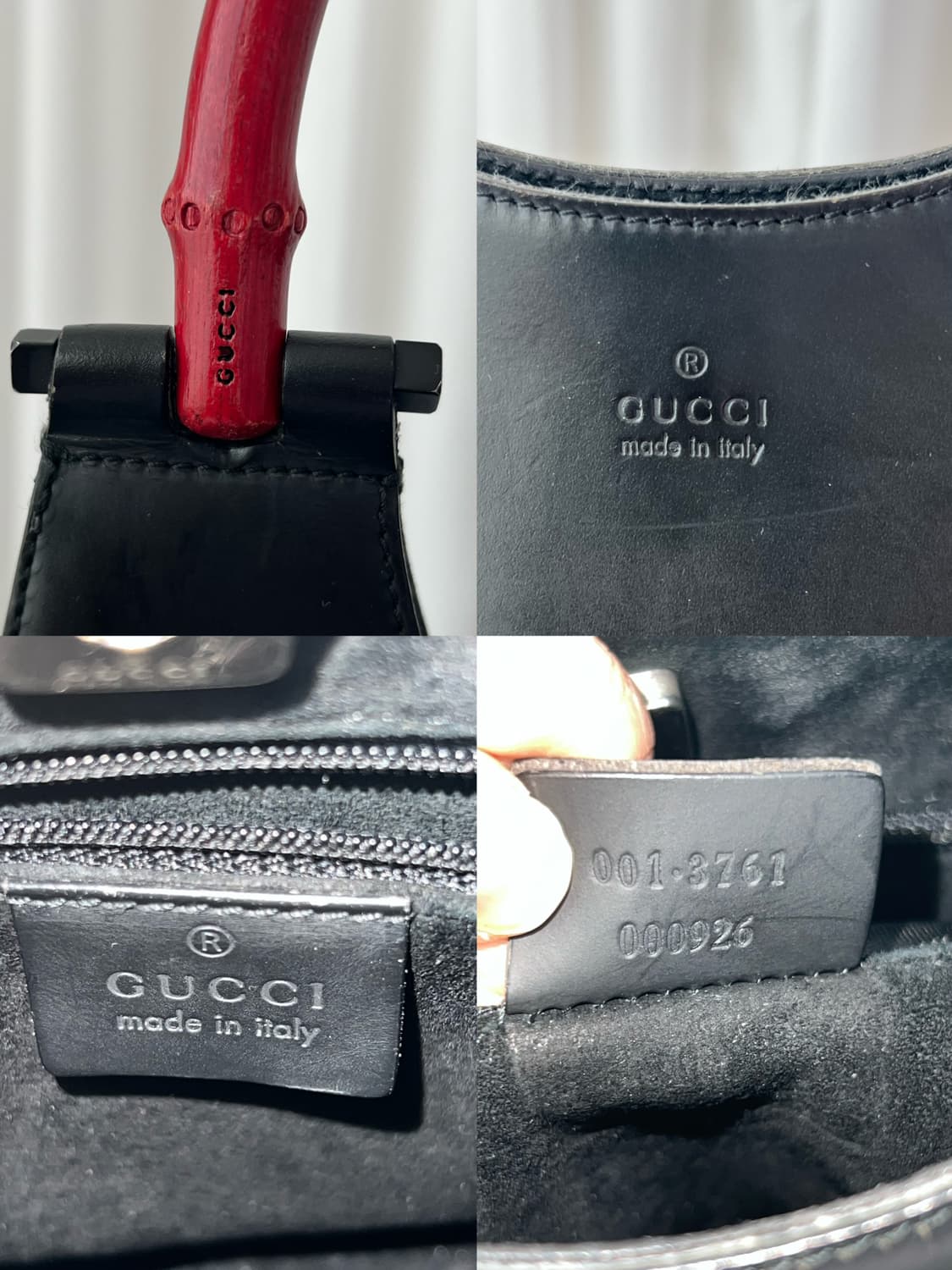 구찌 x 톰포드 블랙 레더 뱀부 핸들 호보백 상품이미지10