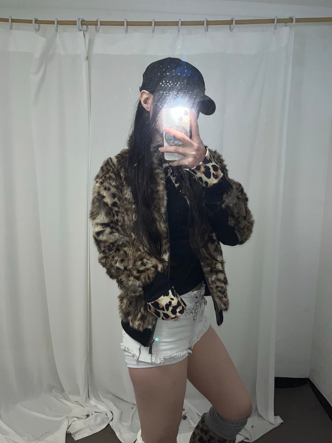 레오파드 래빗퍼 레더 자켓 (양가죽+래빗퍼) 상품이미지7