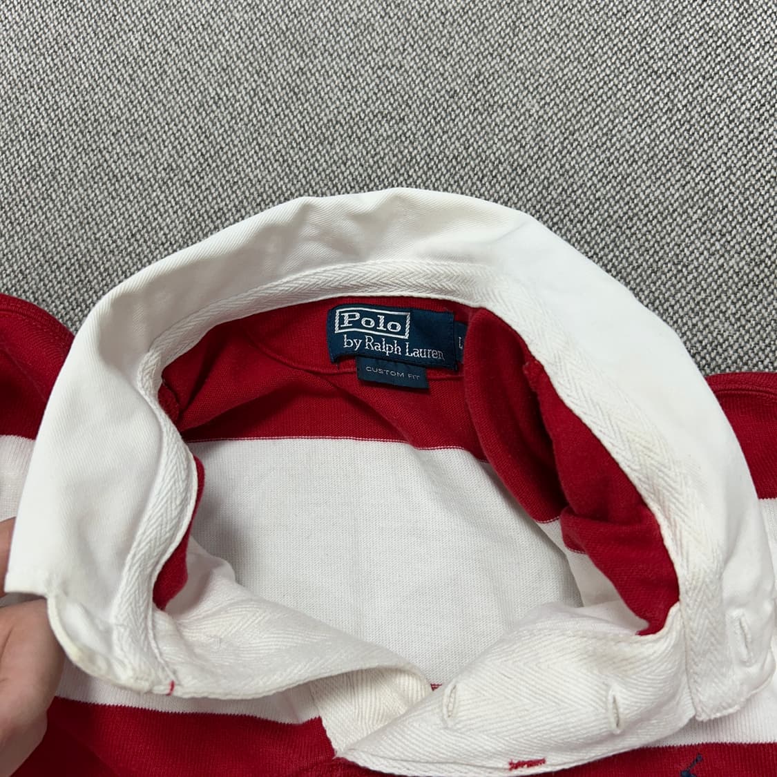 폴로 흰빨 스트라이프 럭비셔츠(L) 상품이미지5