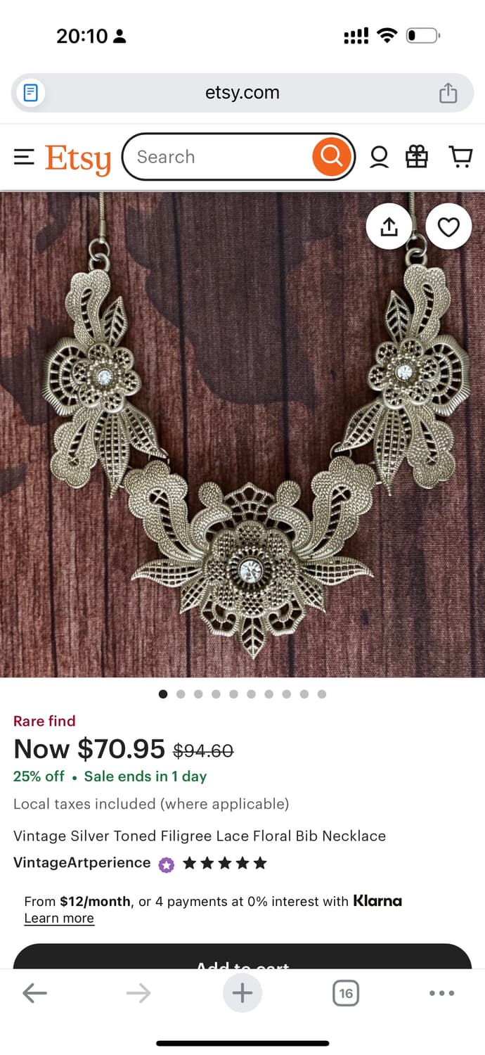 빈티지 미국 레이스 플라워 쿠바체인 목걸이 상품이미지5