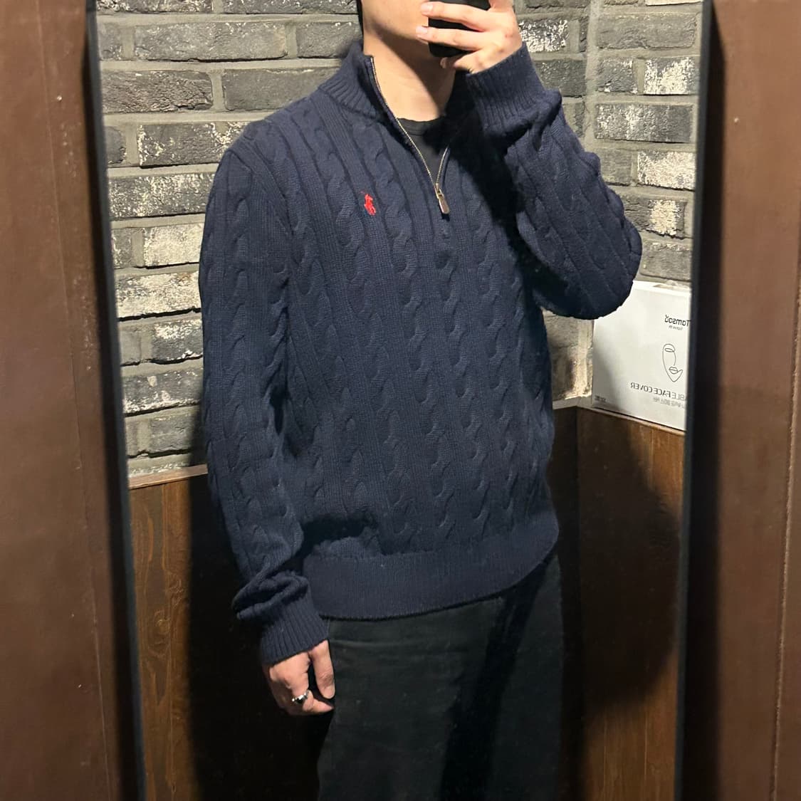 L) 폴로 랄프로렌 네이비 케이블 니트 반집업 상품이미지9