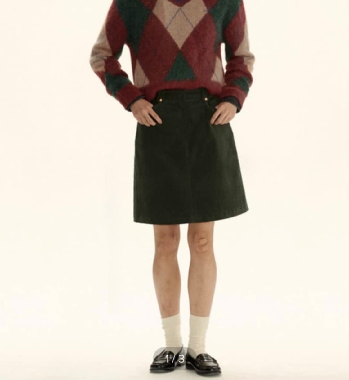 시엔느 코듀로이 스커트 그린 S 상품이미지7