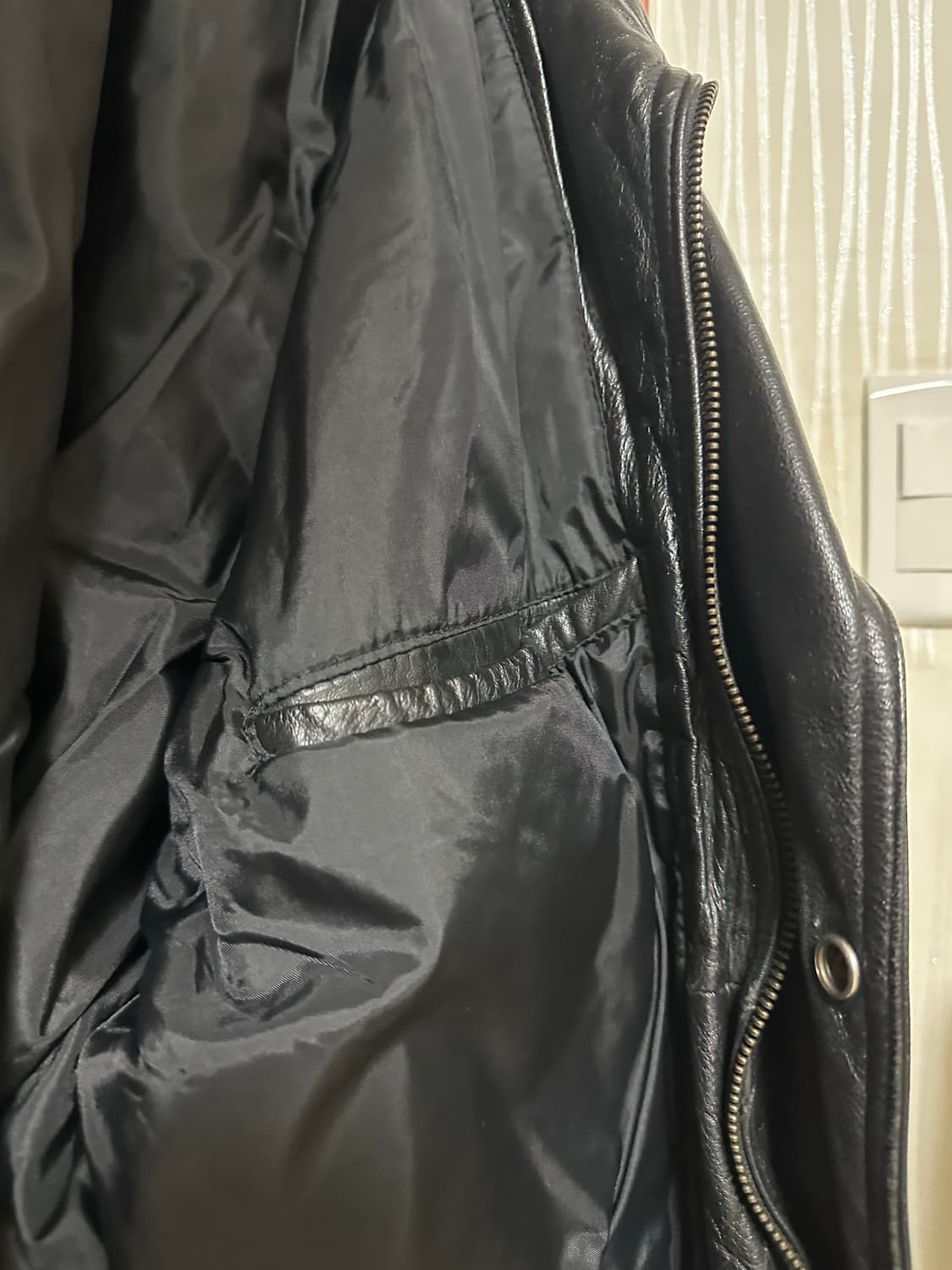 빈티지 소가죽 더블 카라 블루종 블랙 XL 사이즈 상품이미지6