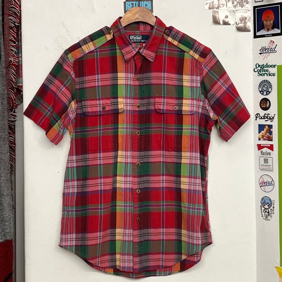 90‘s 폴로 마드라스 체크 반팔셔츠 상품이미지1