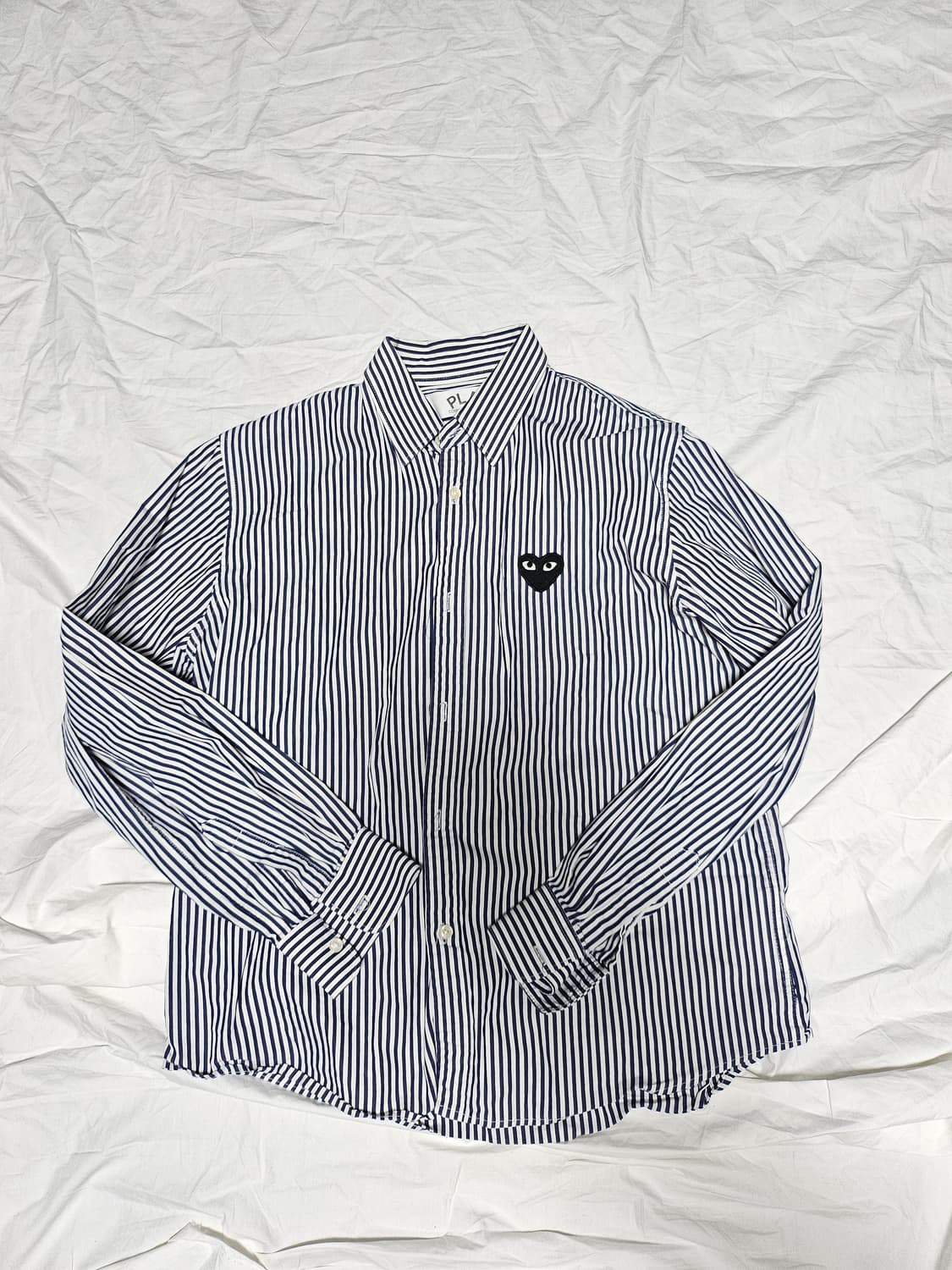 꼼데가르송 play 블랙 하트 스트라이프 셔츠 L 상품이미지1
