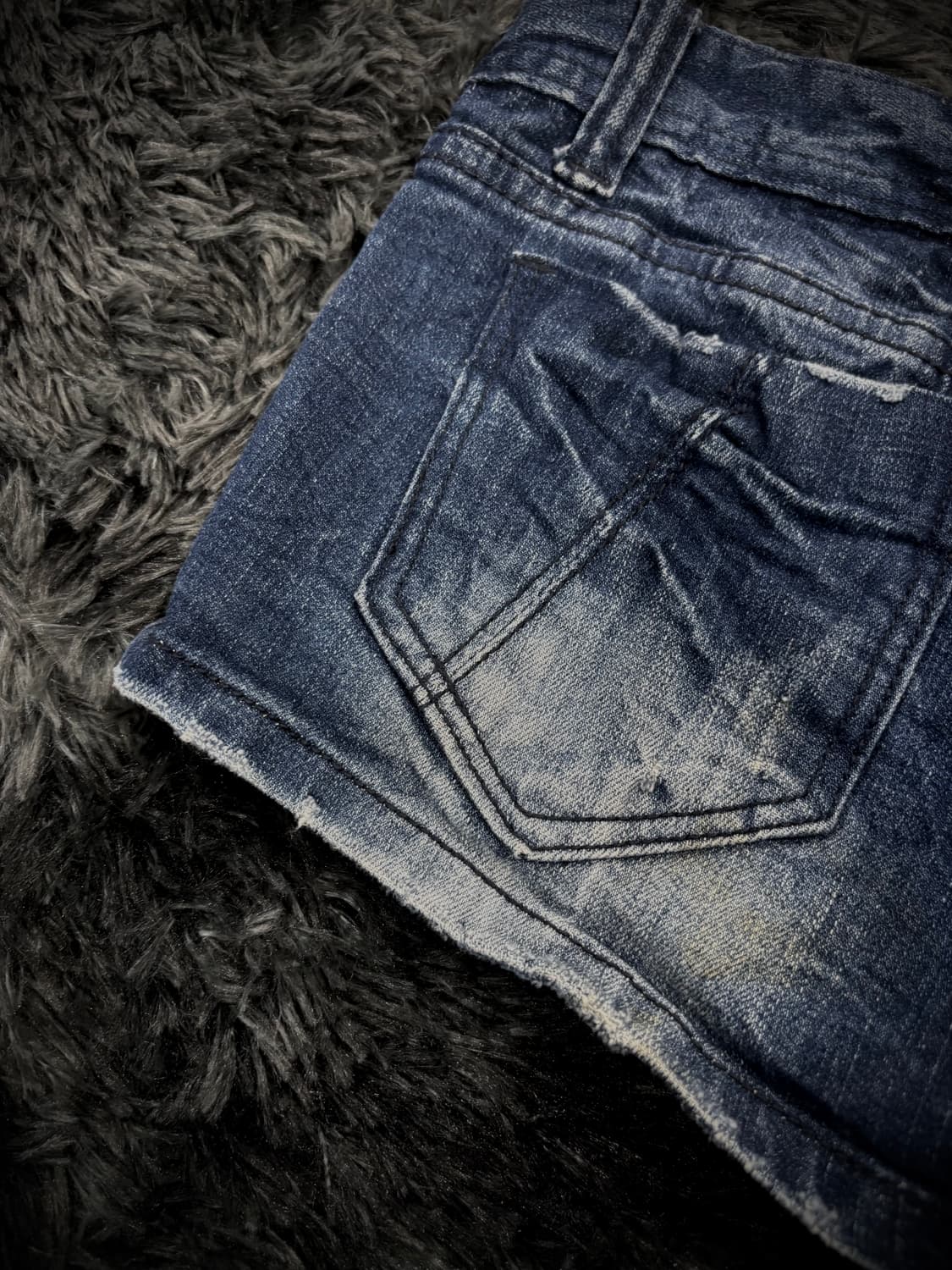 히든 스컬 지퍼디테일 중청 워싱 데님 숏팬츠 상품이미지5