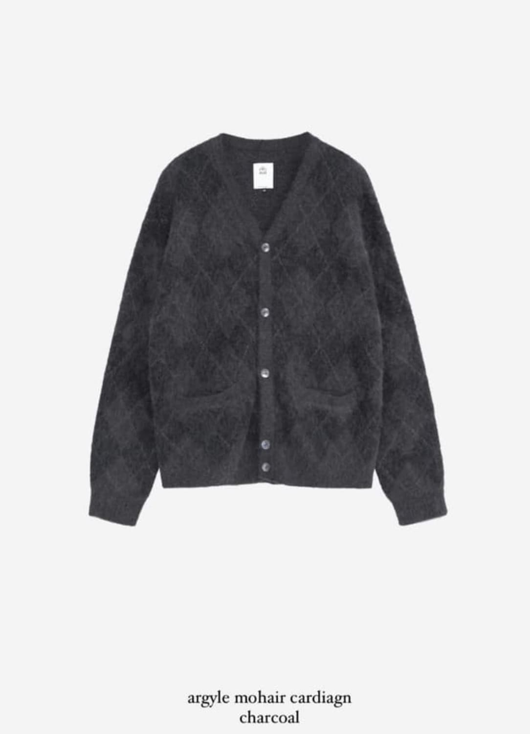 [4]폴리테루 모헤어 가디건 아가일 차콜 상품이미지1