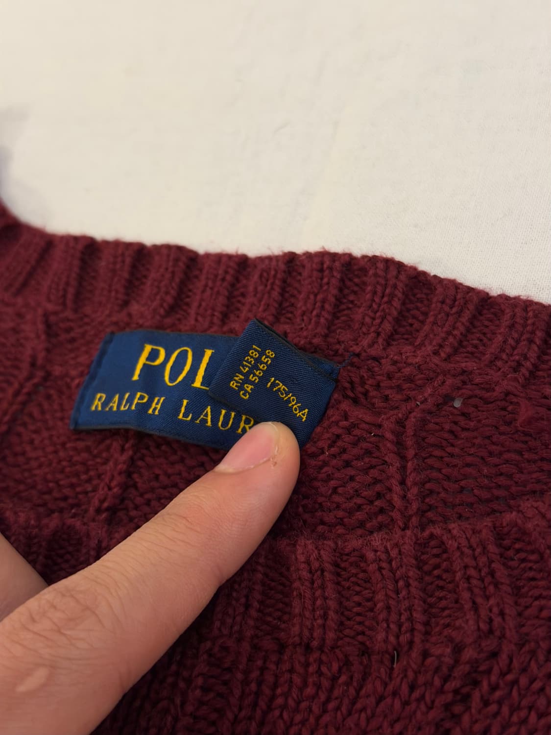 폴로 랄프로렌 케이블 꽈배기 니트 버건디 와인 상품이미지4
