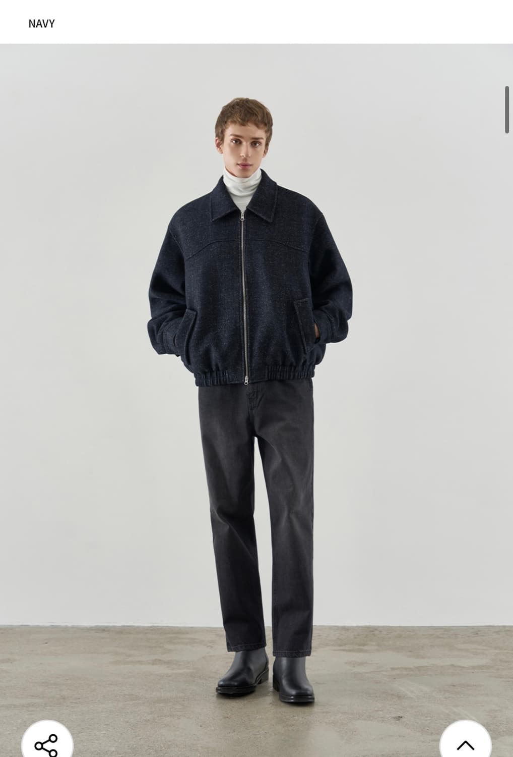 (새상품)(L) 드로우핏 헤링본 카라 집업 블루종 자켓 [NAVY] 상품이미지3