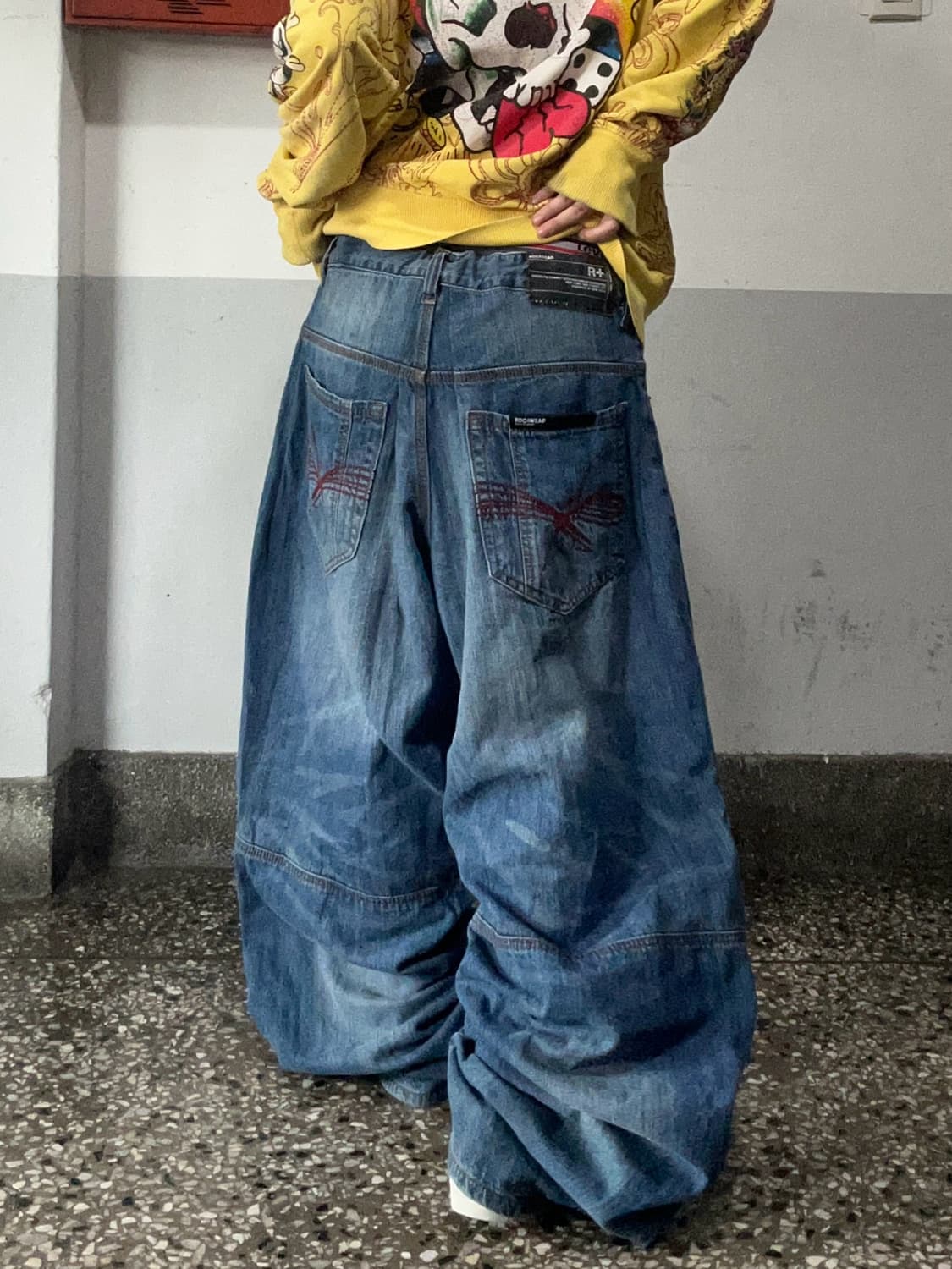 90s ROCA WEAR 워크웨어 워싱 데님 배기와이드팬츠 상품이미지1