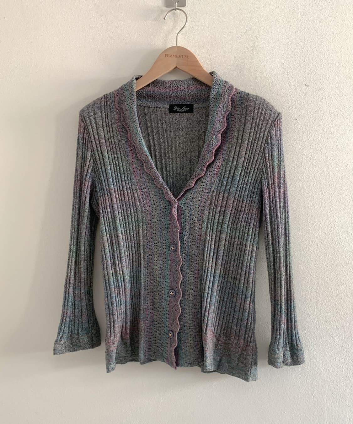 (Vintage)Rainbow frill button cardigan 상품이미지1
