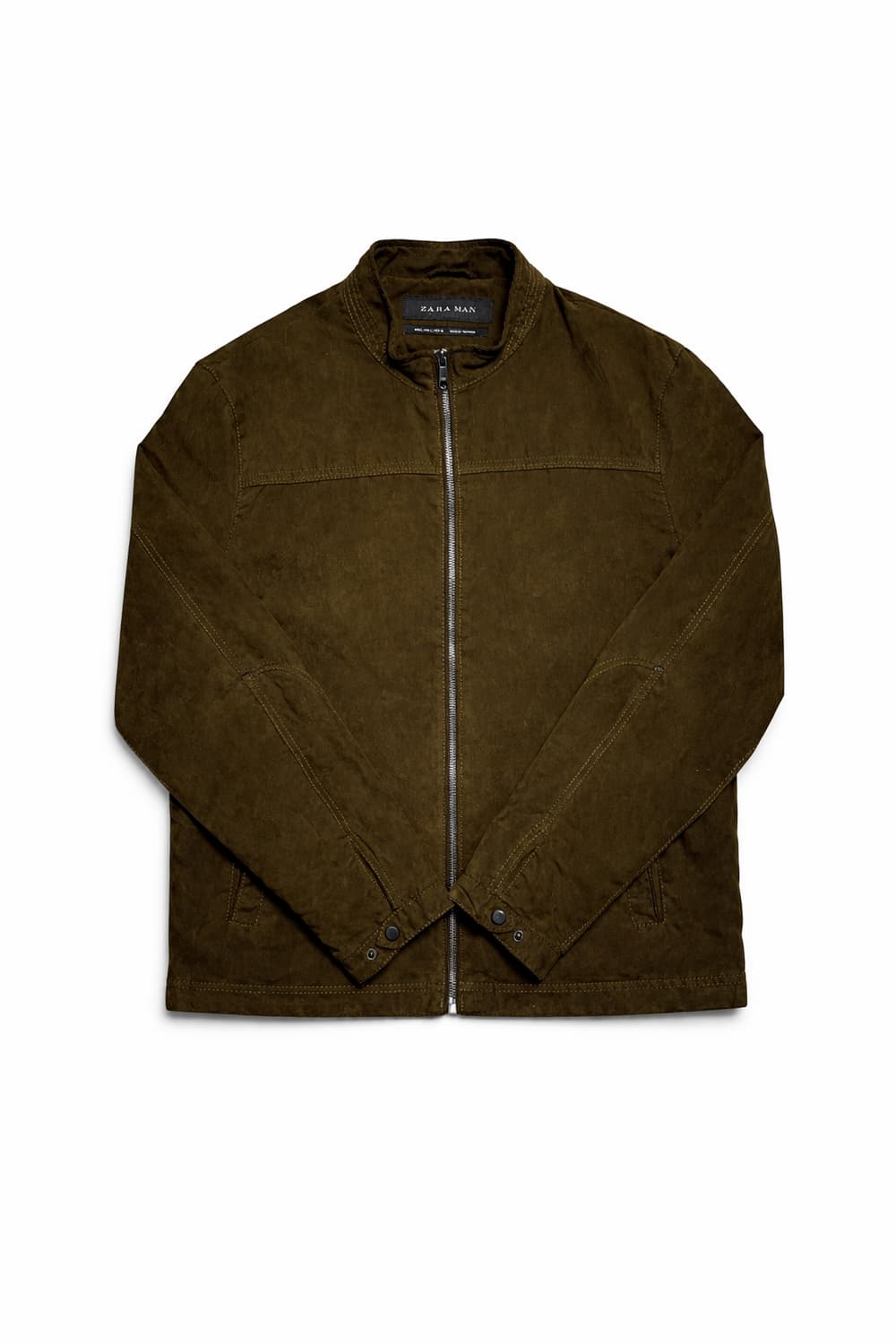 ZARA 자라 워크웨어 브라운 올리브 스웨이드 싱글 라이더 블루종 자켓 상품이미지1