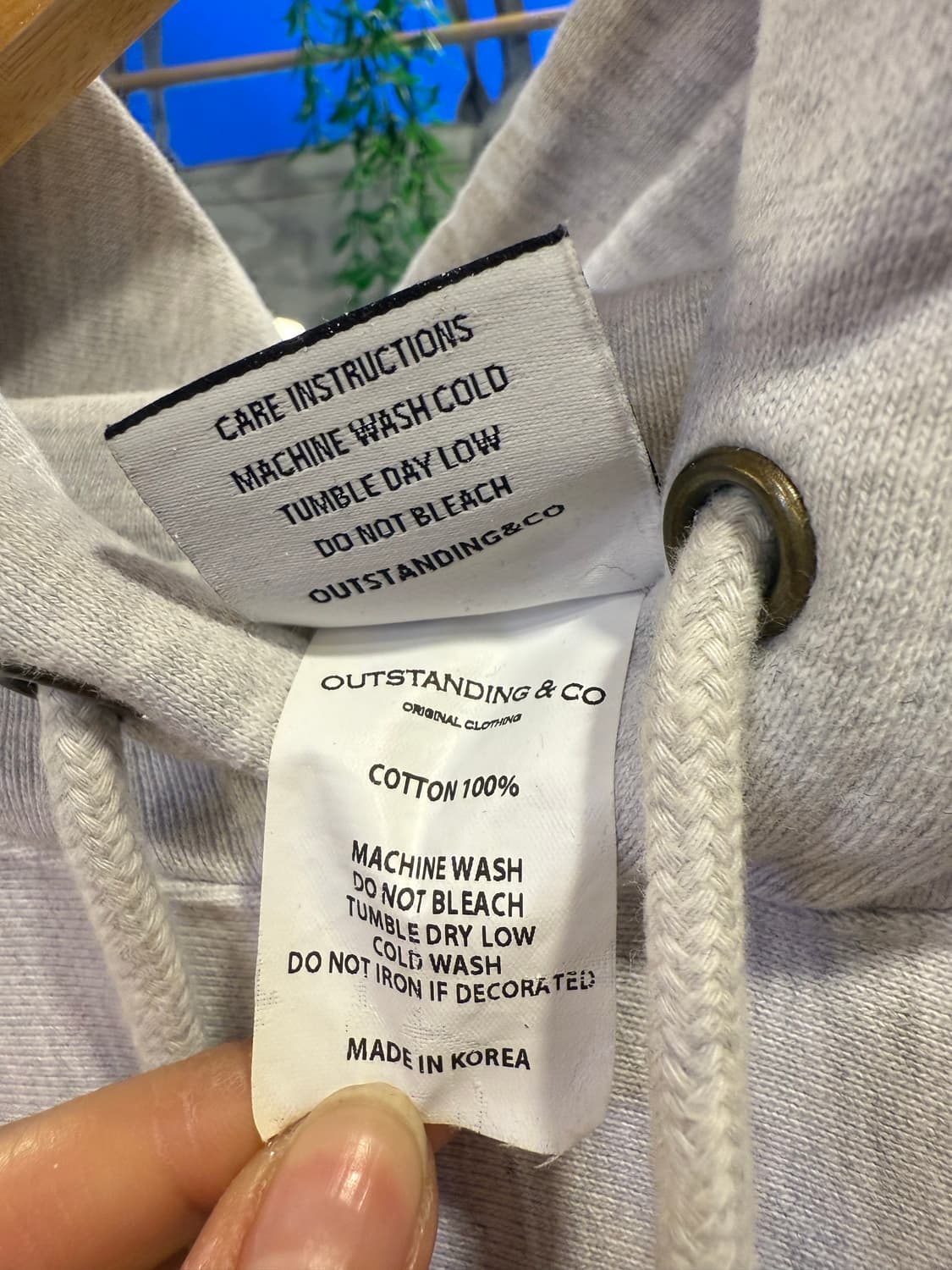 아웃스탠딩 네이비 로고 멜란지 후드티 상품이미지4