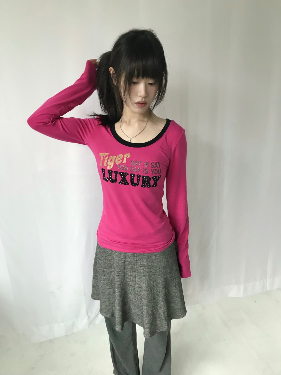 펑키 핑크 슬림 티셔츠 상품이미지3