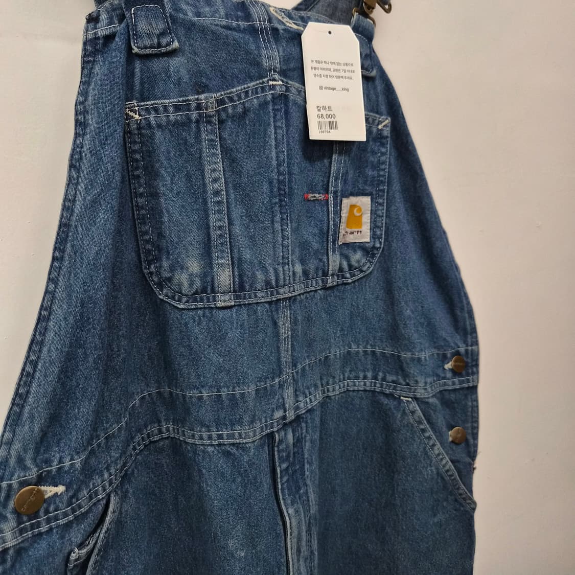 칼하트 데님 오버롤 멜빵바지 남성 40in 상품이미지2