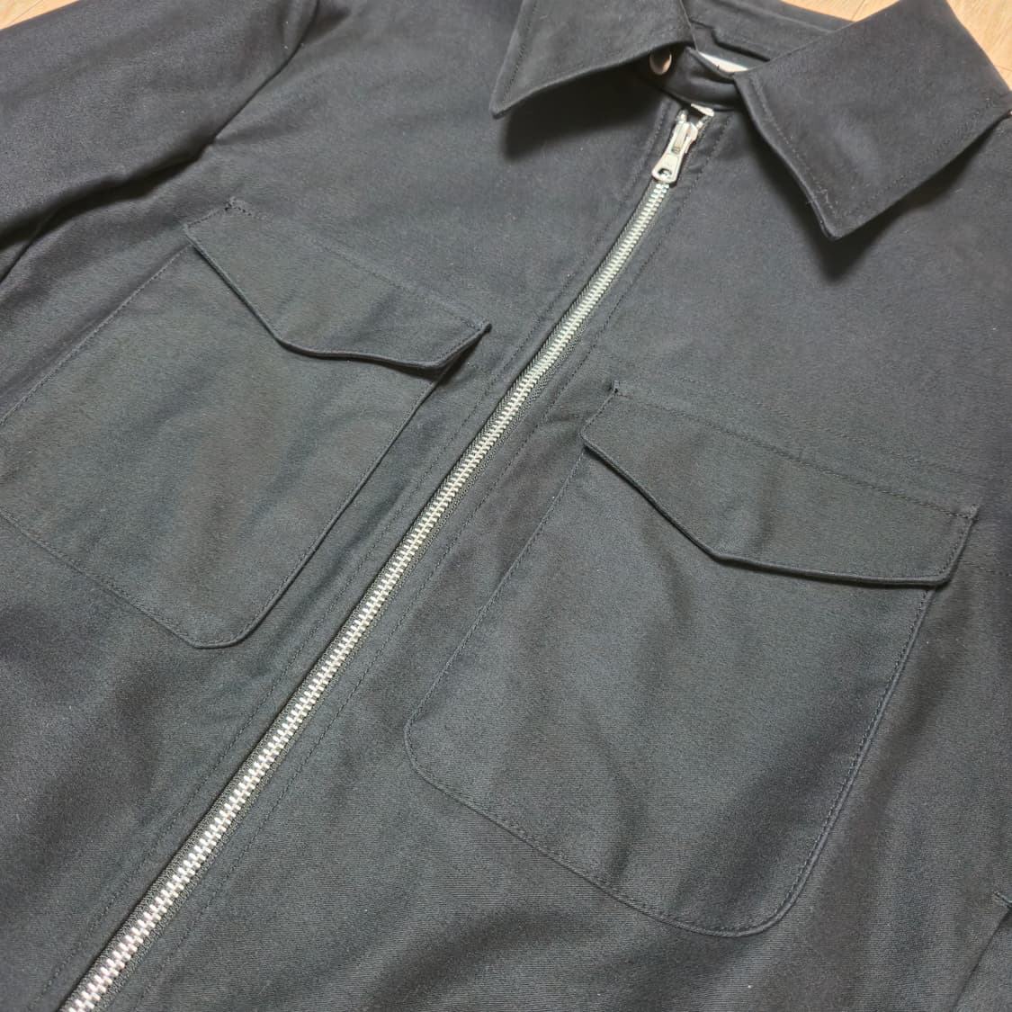 S) BESLOW 블랙 몰스킨 밀리터리 집업 자켓 상품이미지6