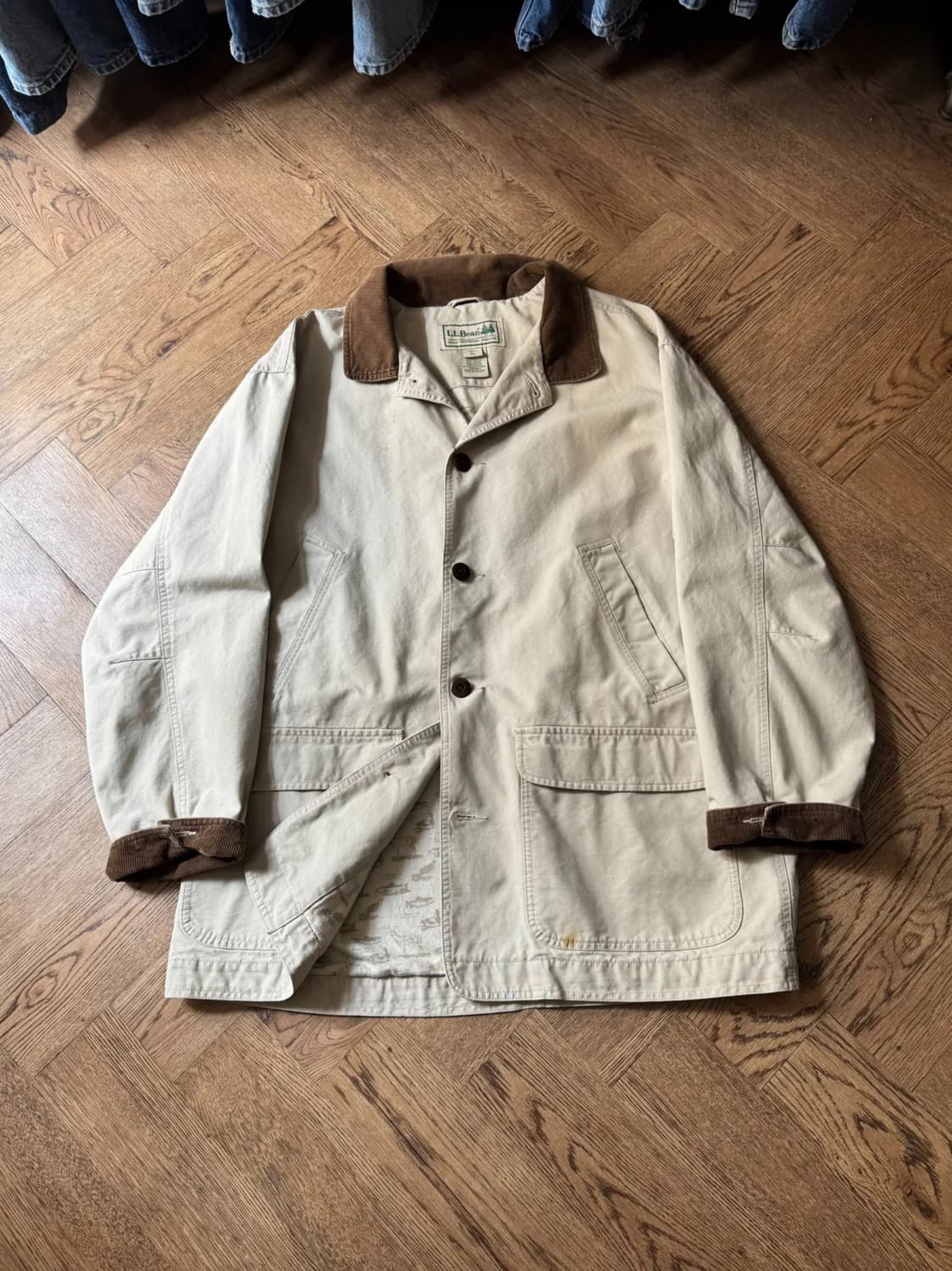 [XL]엘엘빈 USA 패턴 라이닝 아이보리 헌팅 자켓 상품이미지1