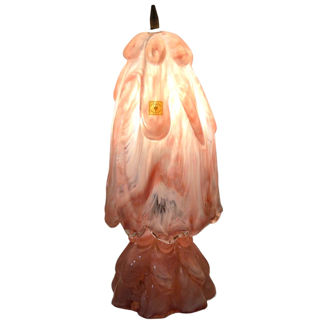 70s 이와타 핸드블로운 요리코 핑크 마블 빅 램프 상품이미지1