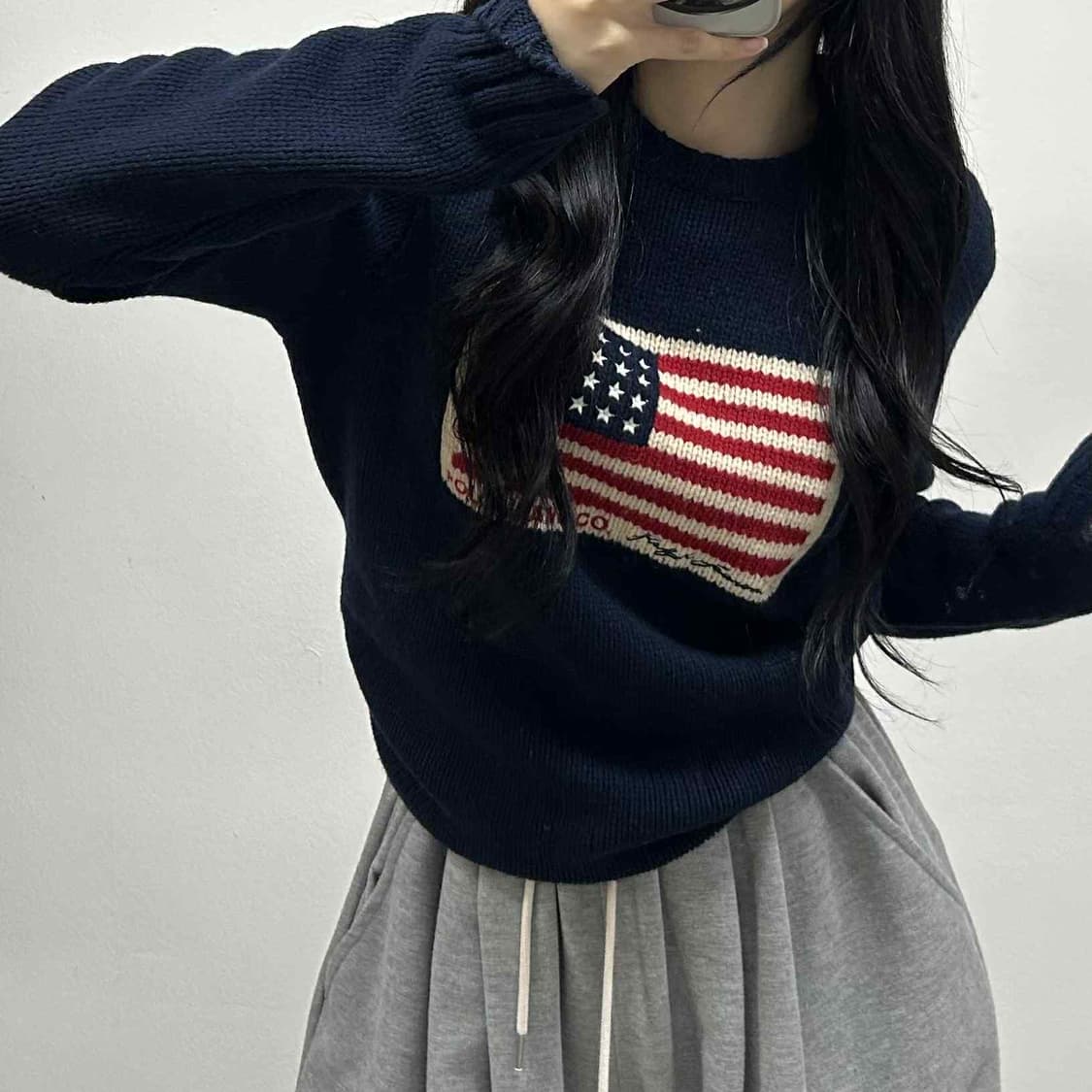 폴로 랄프로렌 진스 성조기 네이비 크루넥 니트(90) 상품이미지1