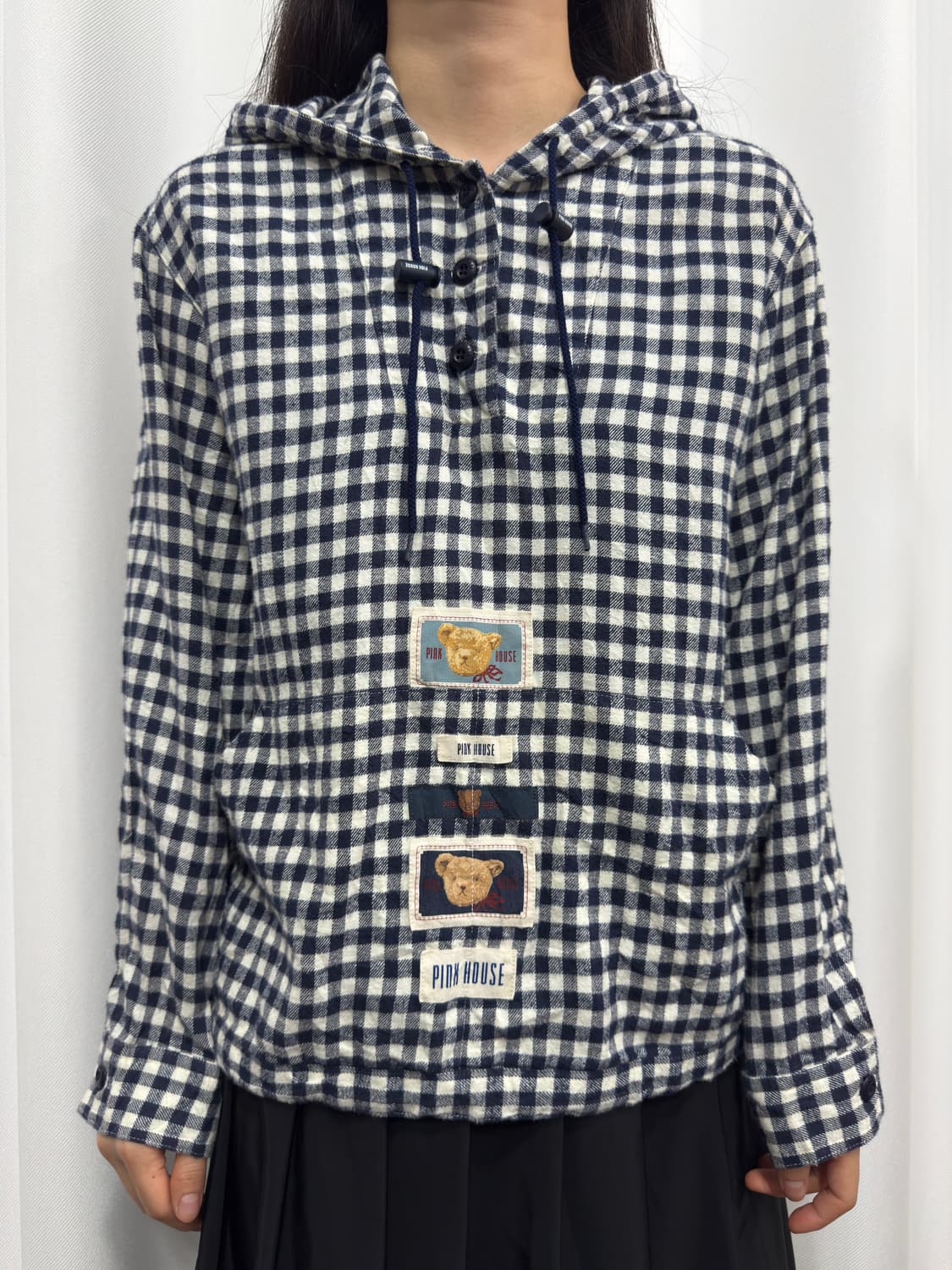 pink house check hood shirt 상품이미지1