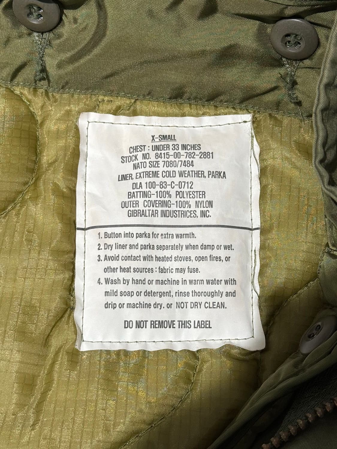 u.s.army M-65 카키 피쉬테일 개파카 상품이미지8