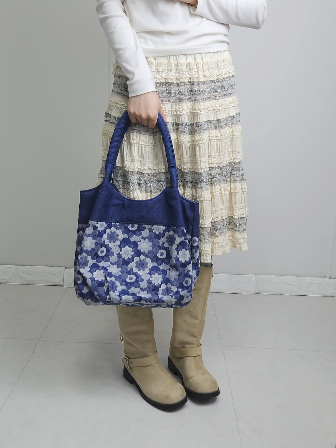 플로럴 데님 숄더백 상품이미지2