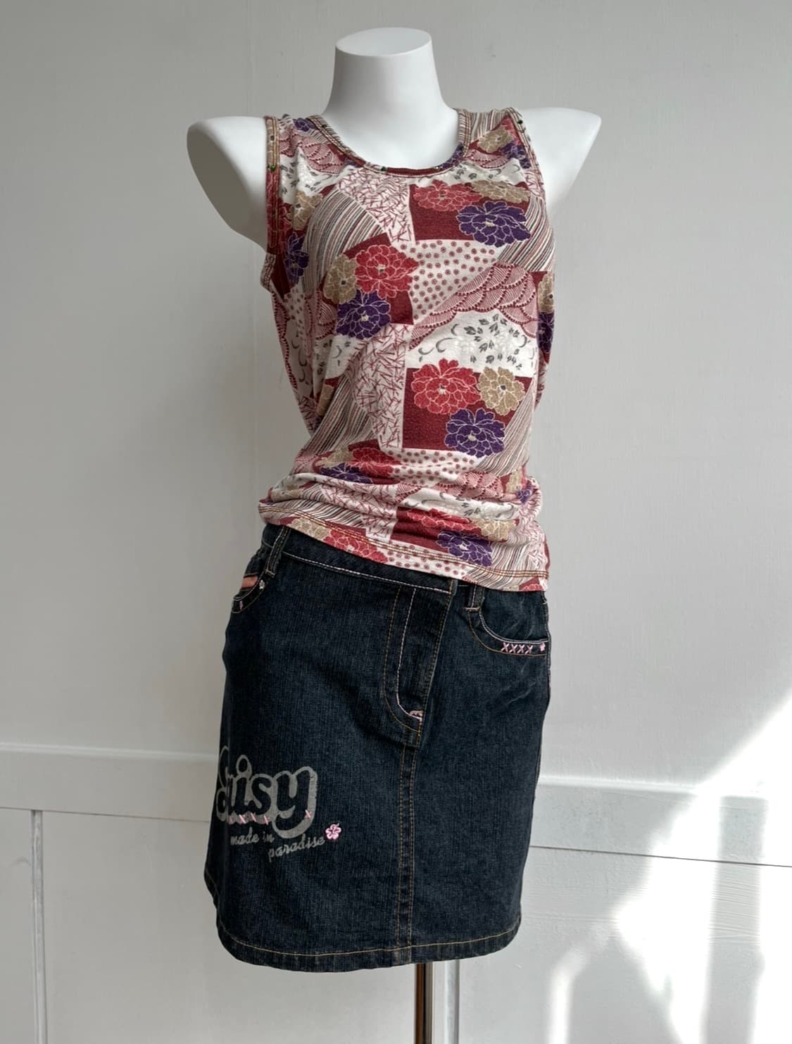 기모노 플라워 패치 큐빅 슬리브리스 상품이미지8