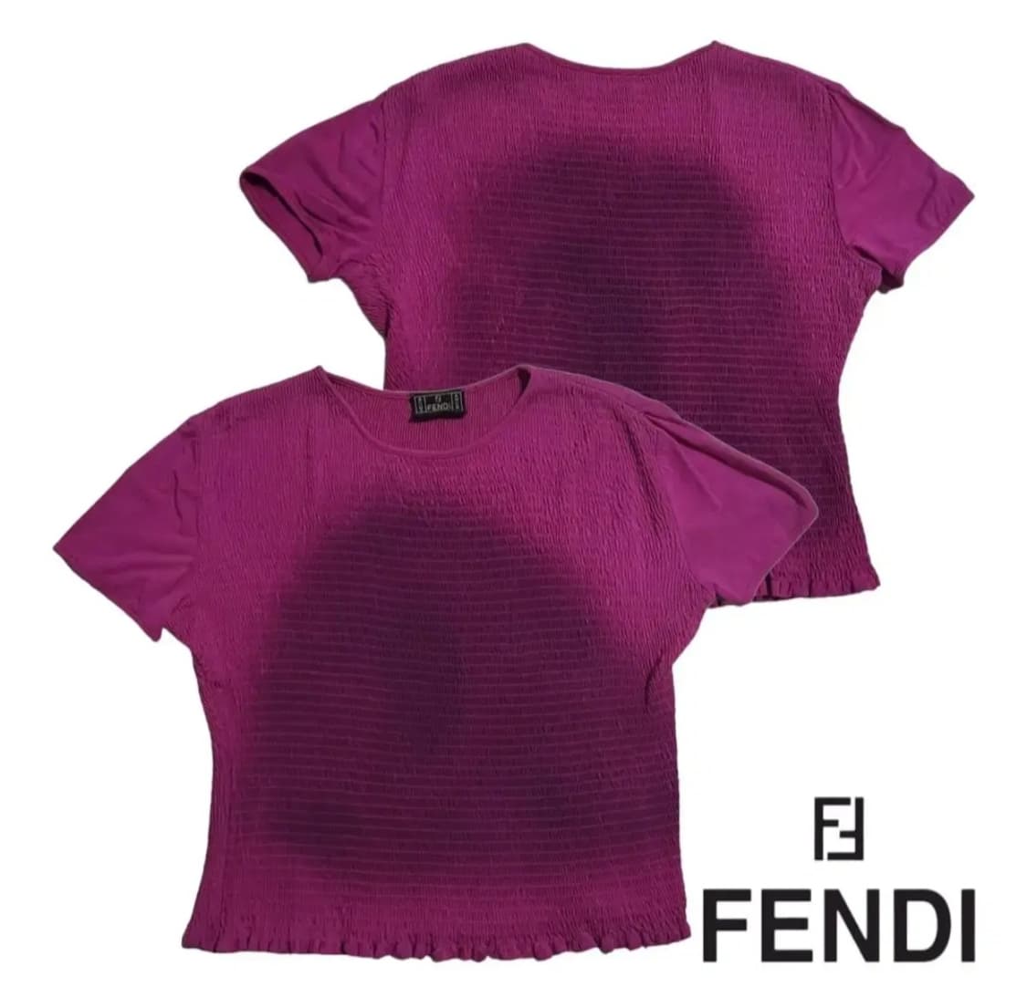 IT40) 90s y2k FENDI 플리츠 반팔탑 펜디반팔 빈티지펜디 상품이미지1