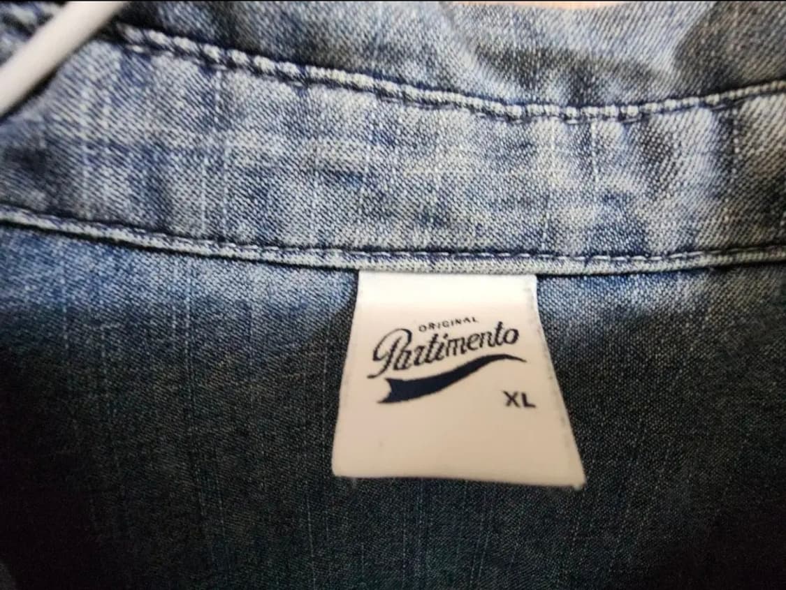 (XL)파르티멘토 스톤워시 오버핏 반팔 데님 셔츠 상품이미지4