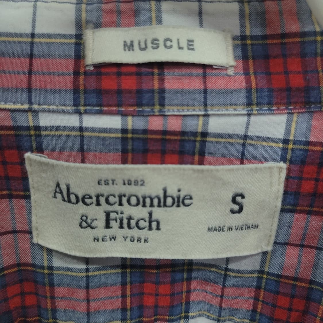 Abercrombie 아베크롬비 체크 자수로고 셔츠  상품이미지5