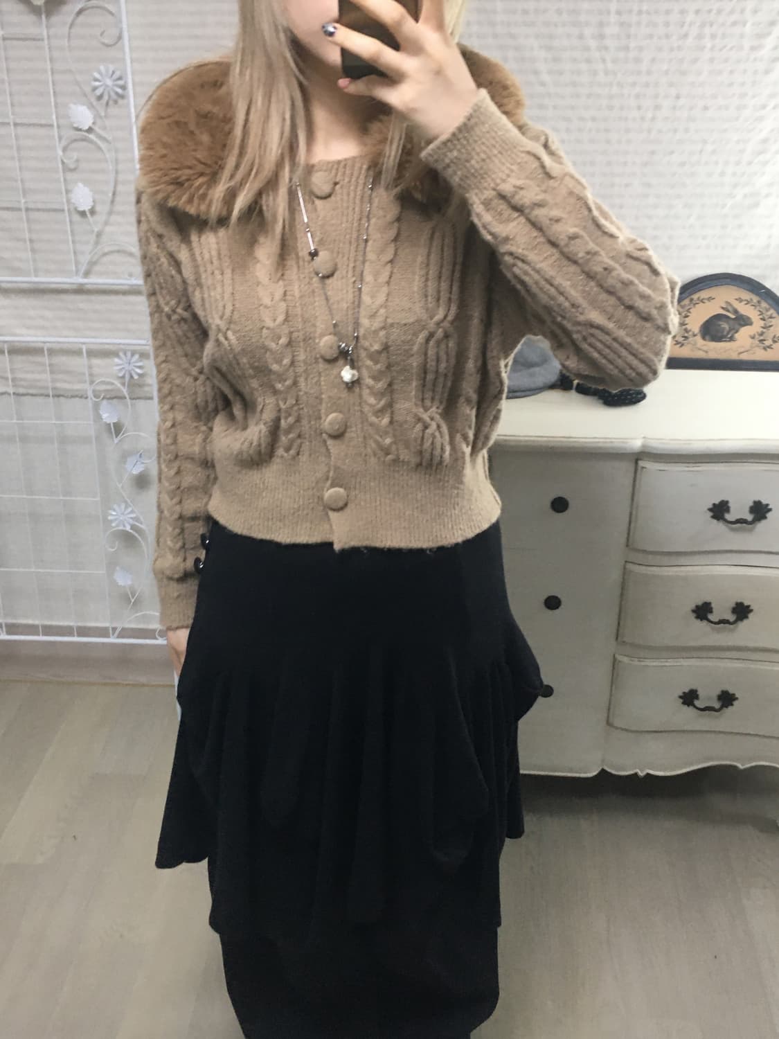 일본빈티지 라떼 퍼카라 가디건 상품이미지3