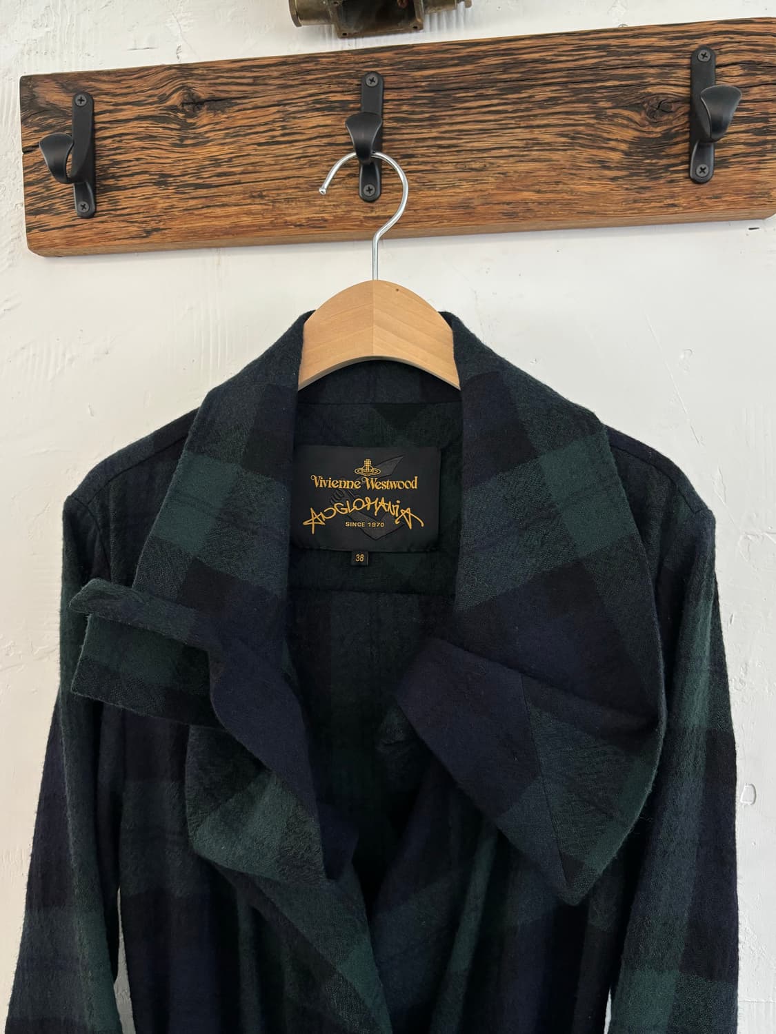 Vivienne Westwood 비비안웨스트우드 그린 체크 카라 울 코트 상품이미지6