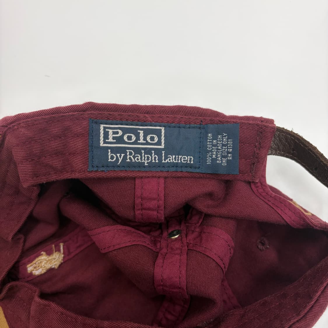 폴로 랄프로렌 빈티지 버건디 볼캡 가죽 스트랩 상품이미지6