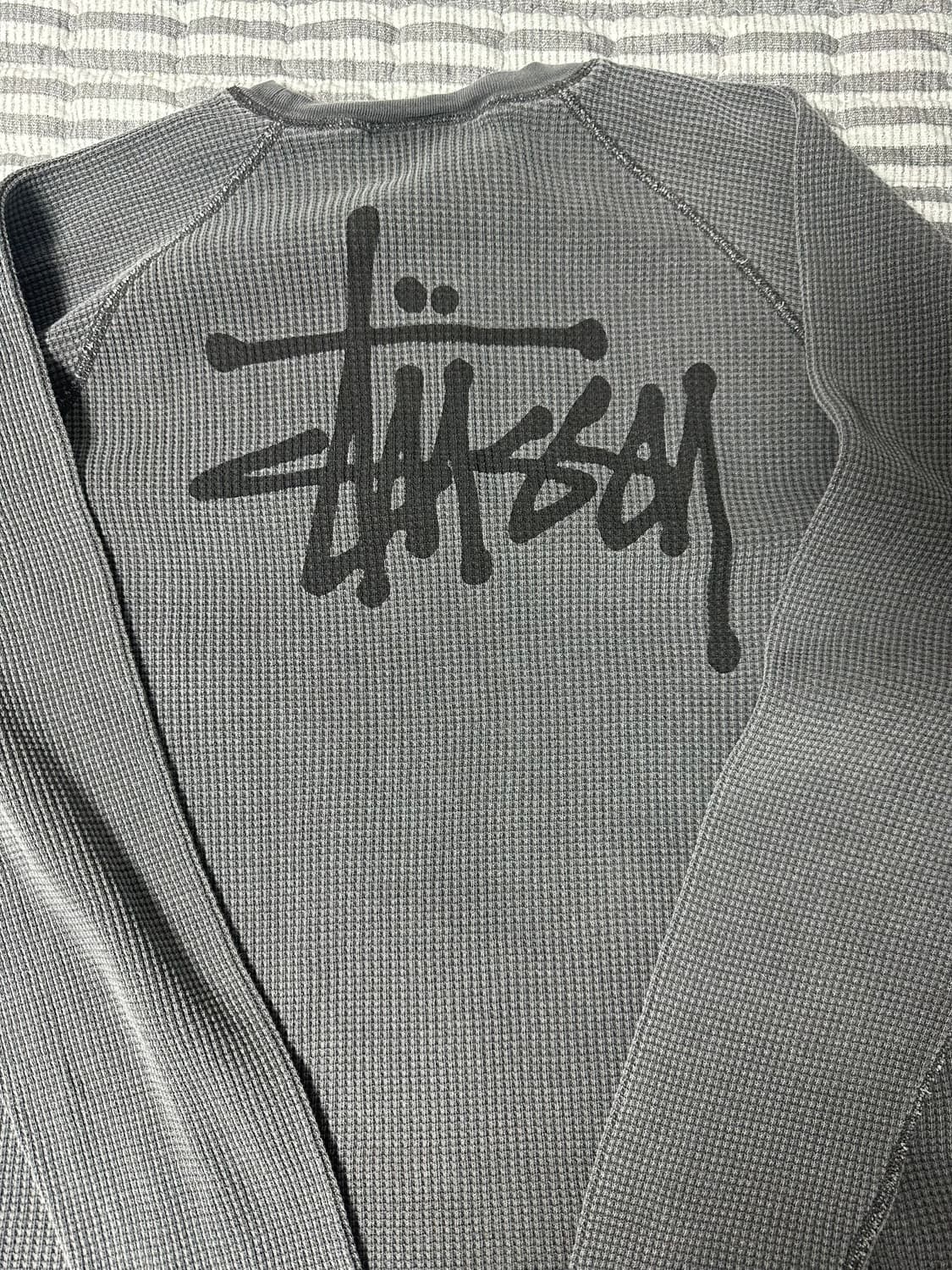 [L]스투시 레글런 써멀 롱슬리브 크루 워시드 블랙  상품이미지2