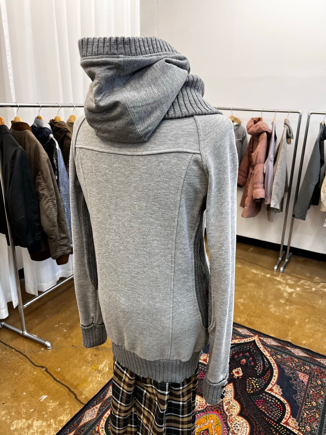 류류 니트 칼라 후드 집업 블루종 상품이미지6