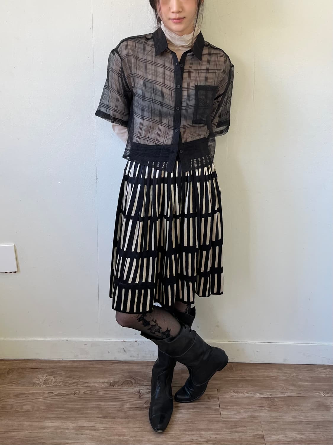 forksy 시스루 크롭 셔츠 상품이미지5